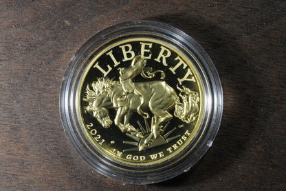 2021-W 1 oz Gold American Liberty High Relief $100 with OGP and COA - Bronco