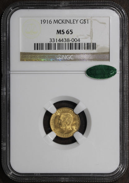 1916 (MS65 CAC) McKinley Commemorative Gold Dollar g$1 NGC