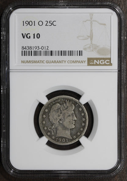 1901-O (VG10) Barber Quarter 25C NGC - Scarce Date