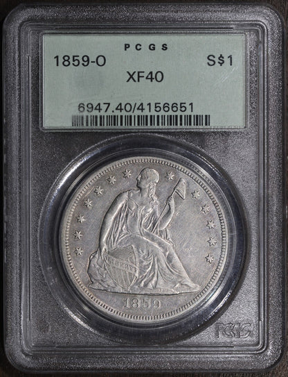 1859-O (XF40) Seated Liberty Dollar $1 PCGS OGH - Early Seated Dollar