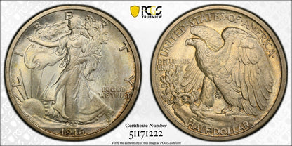 1916 (MS66) Walking Liberty Half Dollar 50C PCGS - First Year, KEY Date