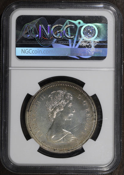 1973 (SP66) RCMP Centennial Canada Silver Dollar $1 NGC - Rainbow Toned