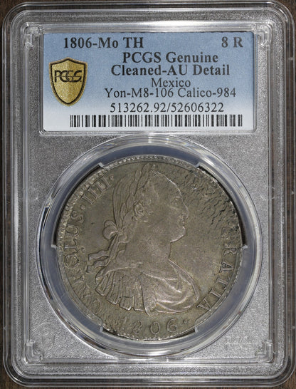 1806-Mo (AU Detail) Mexico Silver 8 Real 8R PCGS - Neat Metal Crazing