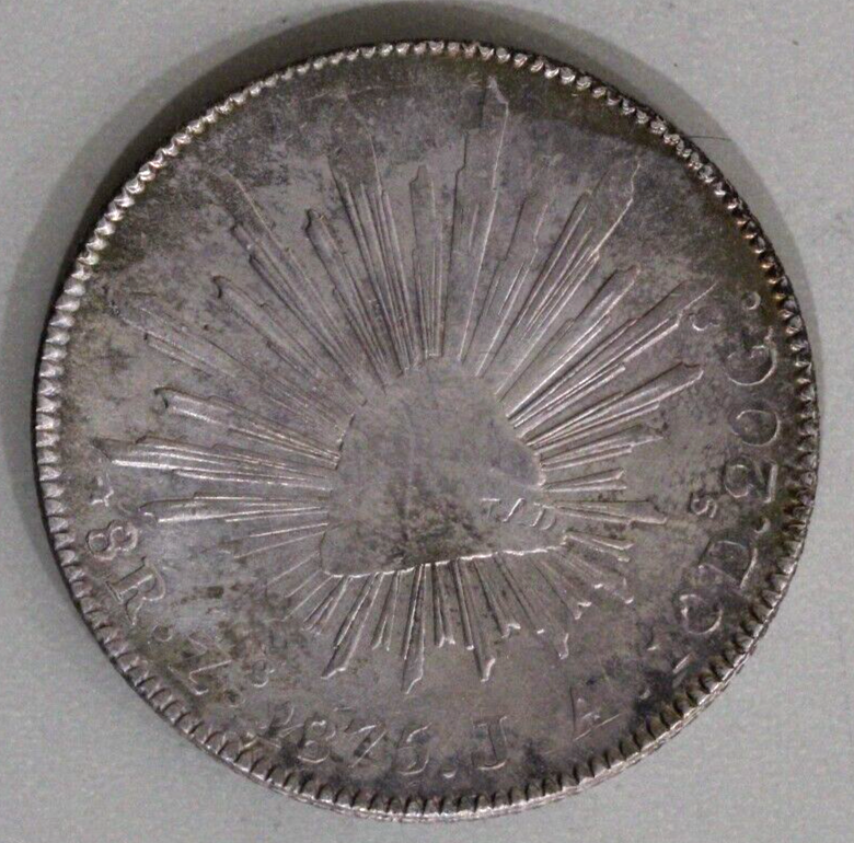 Mexico 1875-Zs Cap and Ray 8 Reales Toned - Zacatecas Mint Silver Coin