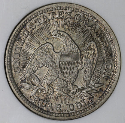 1853/4 (AU55) Seated Liberty Quarter with Arrows and Rays 25C ANACS Soapbox