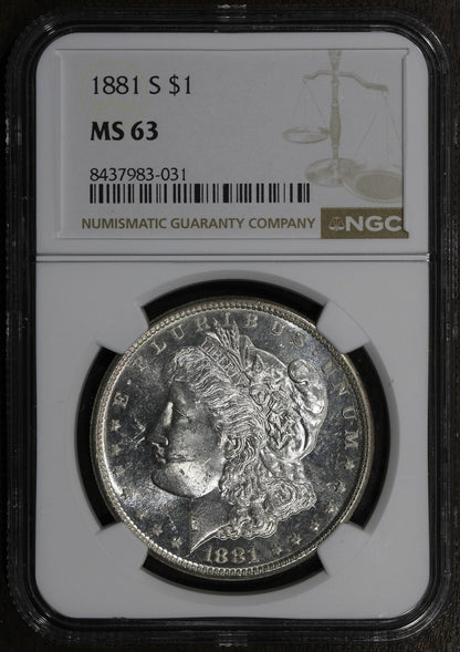1881-S (MS63) Morgan Silver Dollar $1 NGC - Looks PL
