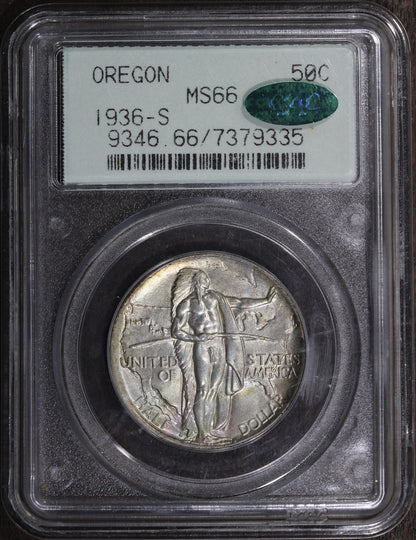 1936-S (MS66 CAC) Oregon Trail Commemorative Half Dollar 50C PCGS OGH 2.1