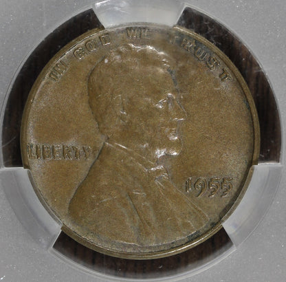 1955 (AU58BN CAC) Lincoln Cent Doubled Die Obverse DDO 1C CACG