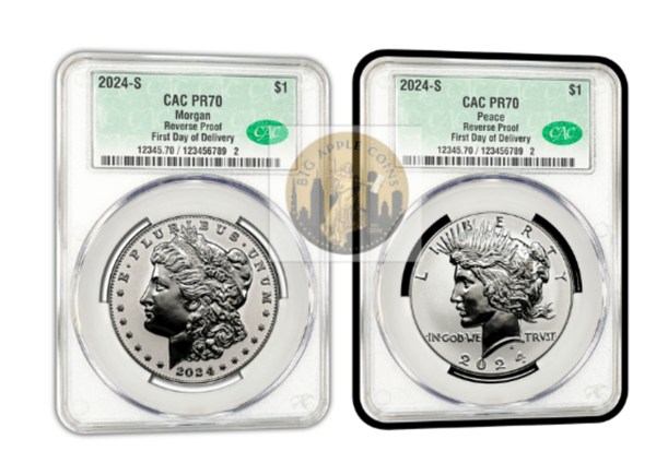 2024-S (RP70) Reverse Proof Morgan & Peace Dollars CACG FD First Day of Delivery