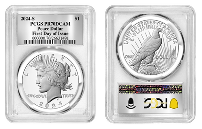 2024-S (PR70) Proof Morgan & Peace (Silver Foil) First Day of Issue FDOI PCGS