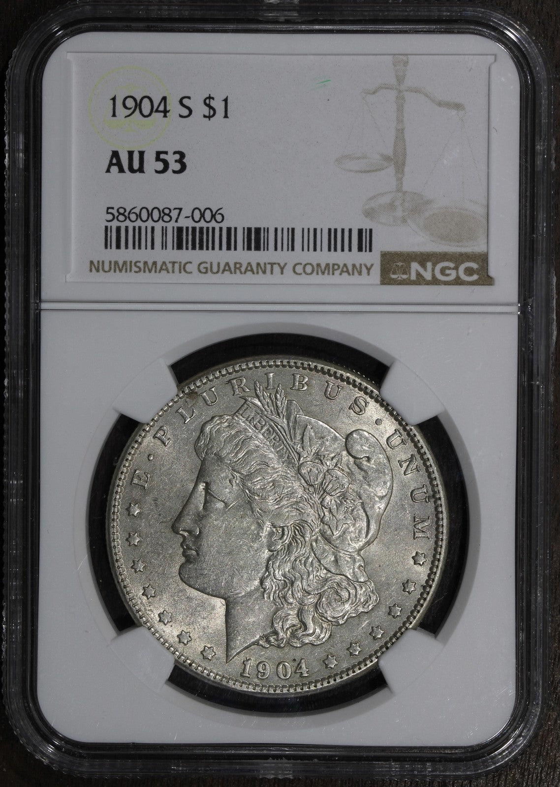1904-S (AU53) Morgan Silver Dollar $1 NGC - KEY Date