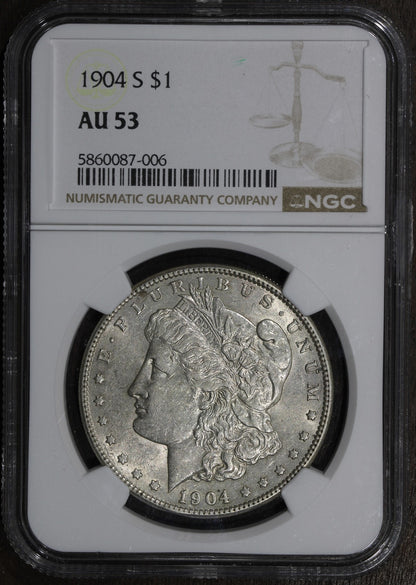 1904-S (AU53) Morgan Silver Dollar $1 NGC - KEY Date