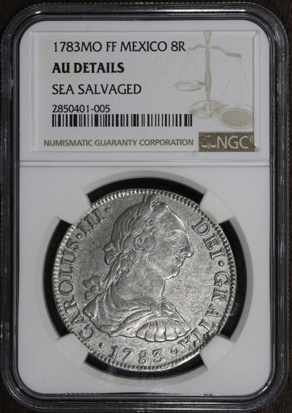 1783-Mo (AU Details SEA Salvaged) Mexican Silver 8 Real 8R NGC
