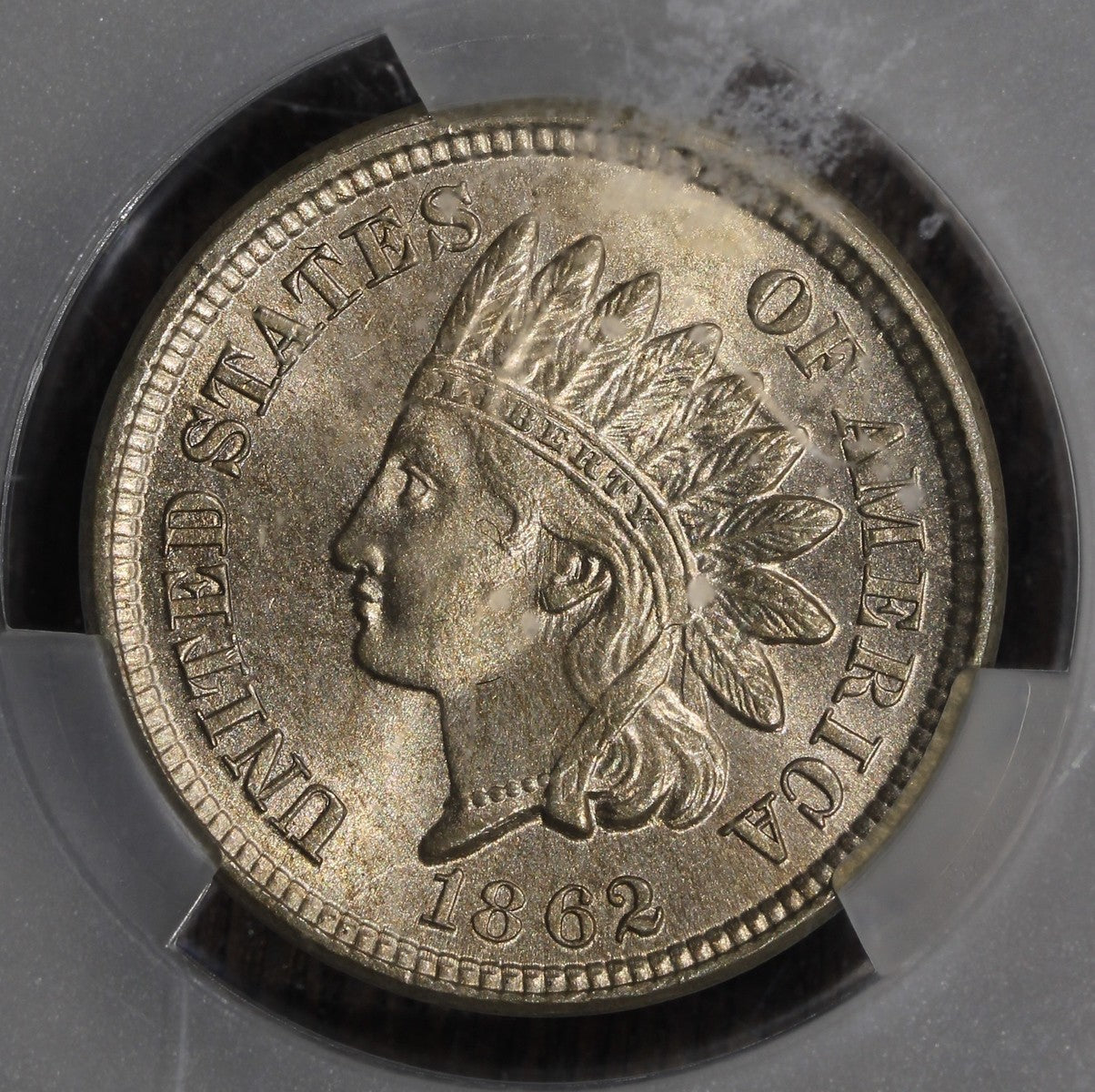 1862 (MS65 CAC) Indian Head Cent 1C CACG - GEM IHC