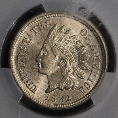 1862 (MS65 CAC) Indian Head Cent 1C CACG - GEM IHC