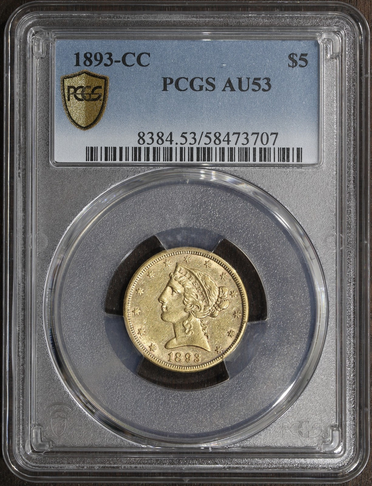 1893-CC (AU53) Liberty Head Gold Half Eagle $5 PCGS - Carson City Gold