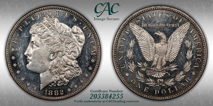 1882 (PR61 CAMEO CAC) Proof Morgan Silver Dollar $1 CACG - Lovely Surfaces