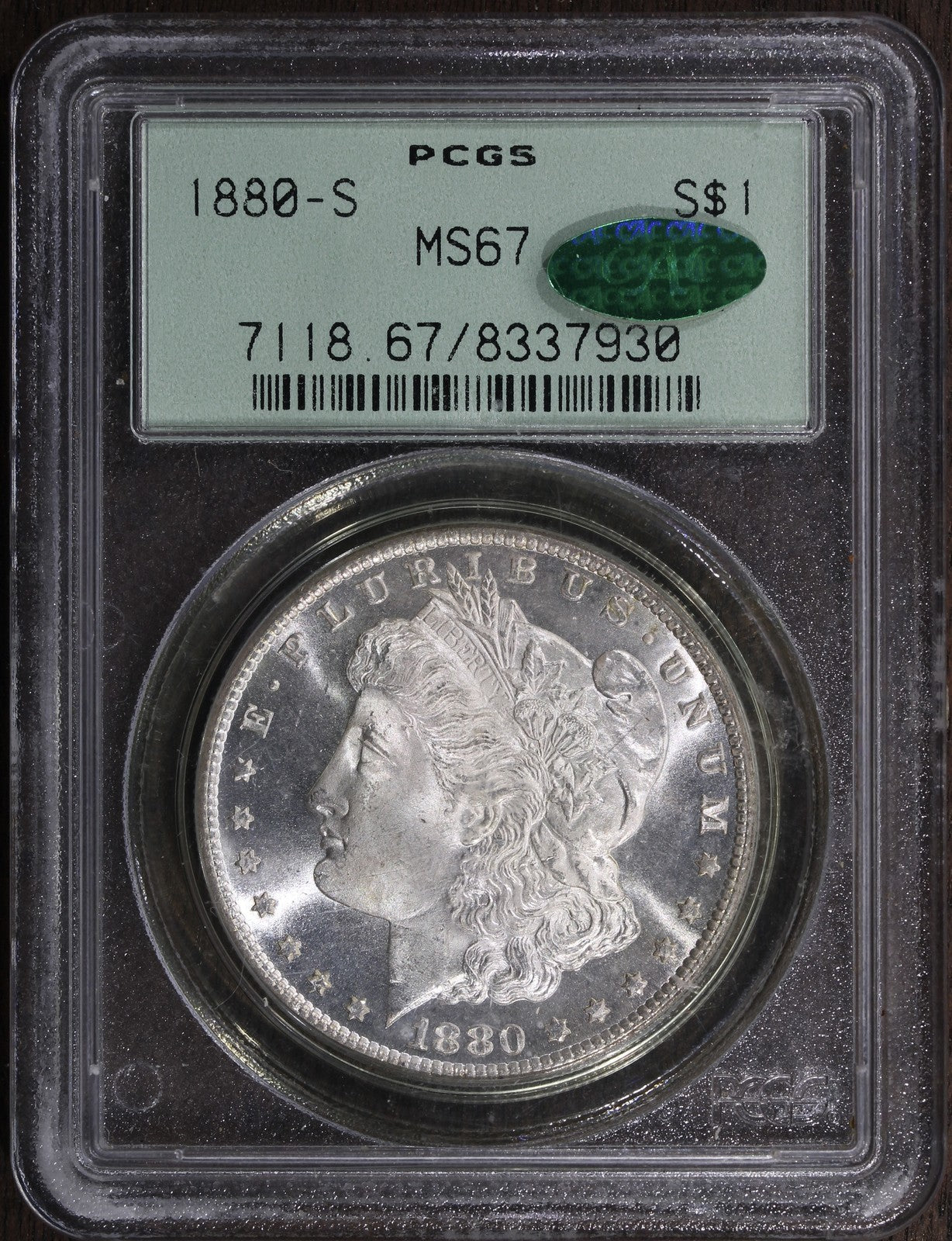 1880-S (MS67 CAC) Morgan Silver Dollar $1 PCGS OGH - Superb Gem