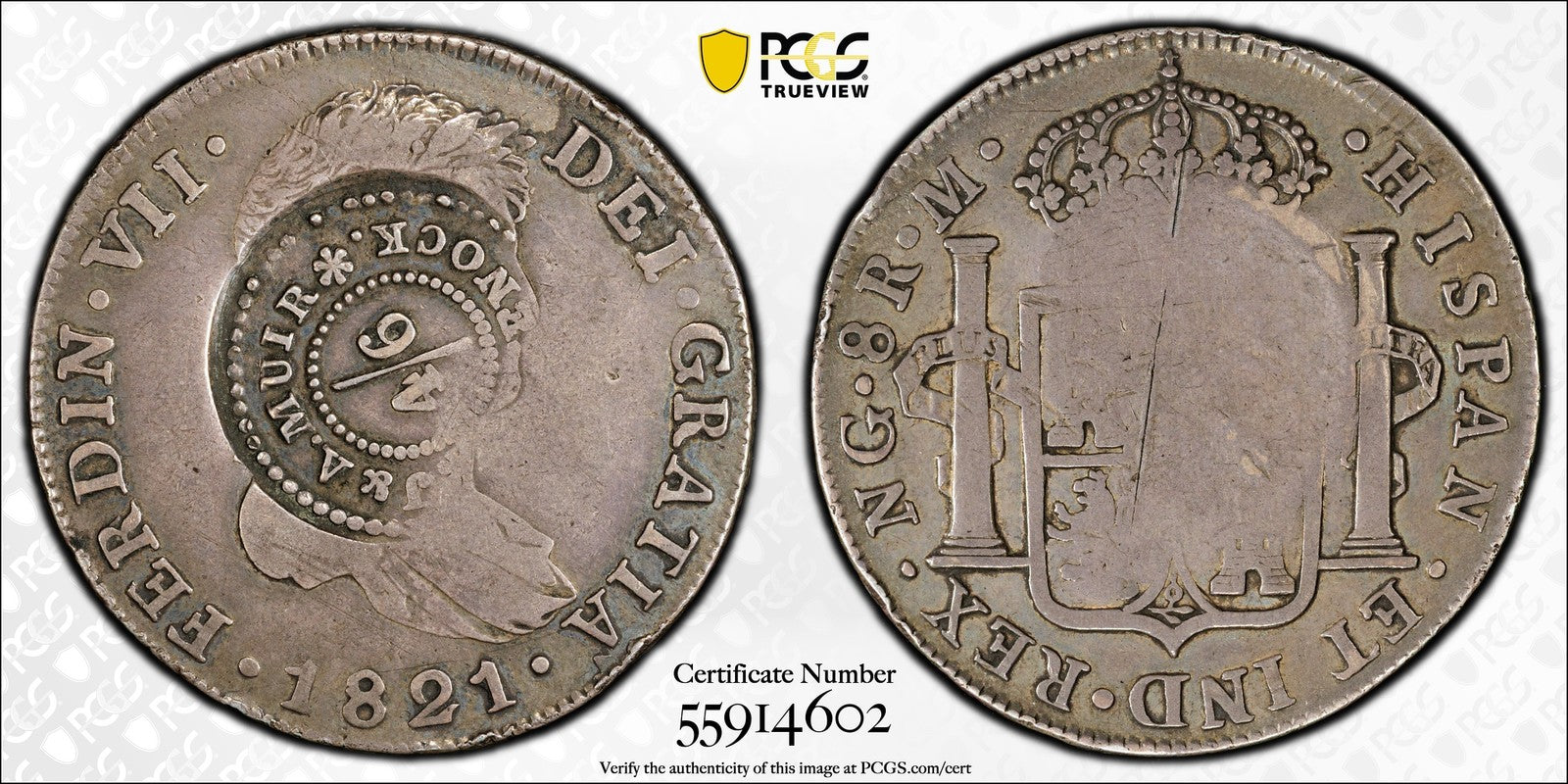 (1823) (VF Detail) Scotland Greenock C/M on 8 Reales PCGS - 4S/6D