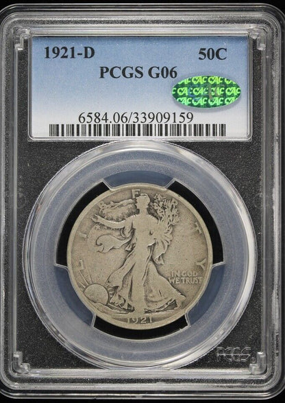 1921-D (G06 CAC) Walking Liberty Half Dollar 50c PCGS