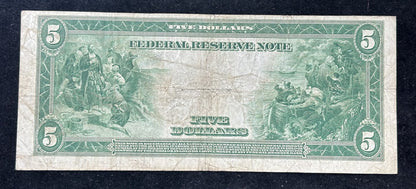 1914 $5 Federal Reserve Note - Low Grade