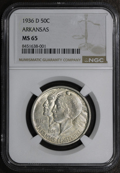 1936-D (MS65) Arkansas Commemorative Silver Half Dollar 50C NGC