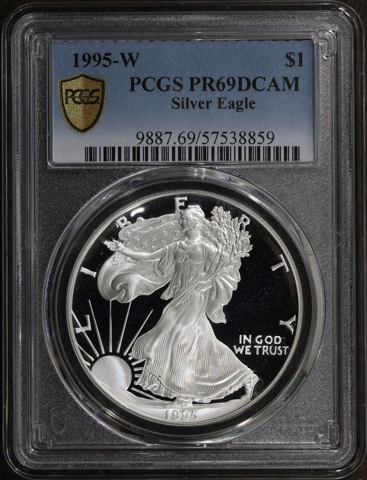 1995-W (PR69 DCAM) Proof American Silver Eagle $1 ASE PCGS - Key Date