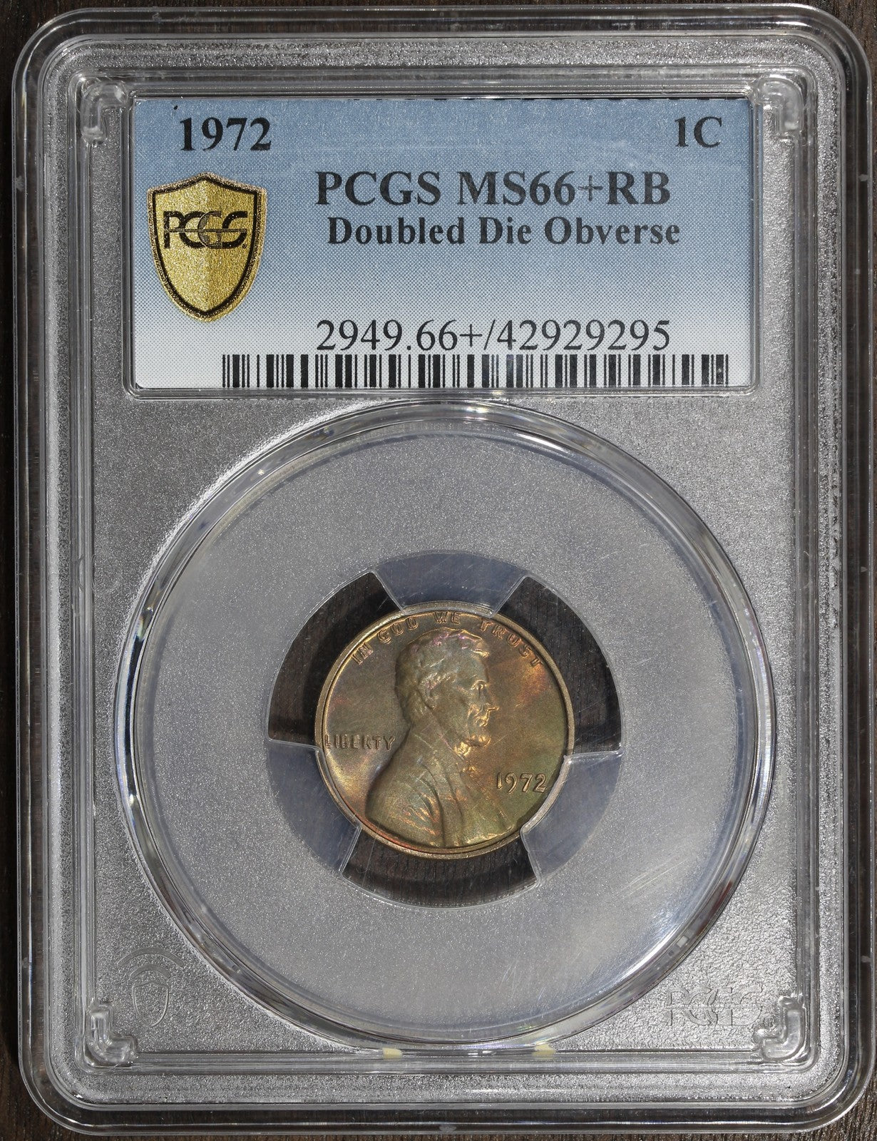 1872 (MS66+ RB) Doubled Die Obverse Lincoln Cent 1C PCGS - DDO