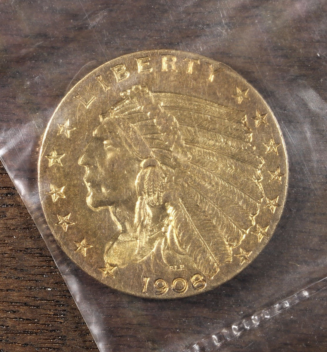1908 $2.50 Gold Indian Quarter Eagle - ANACS Photocert XF40 - Photograde