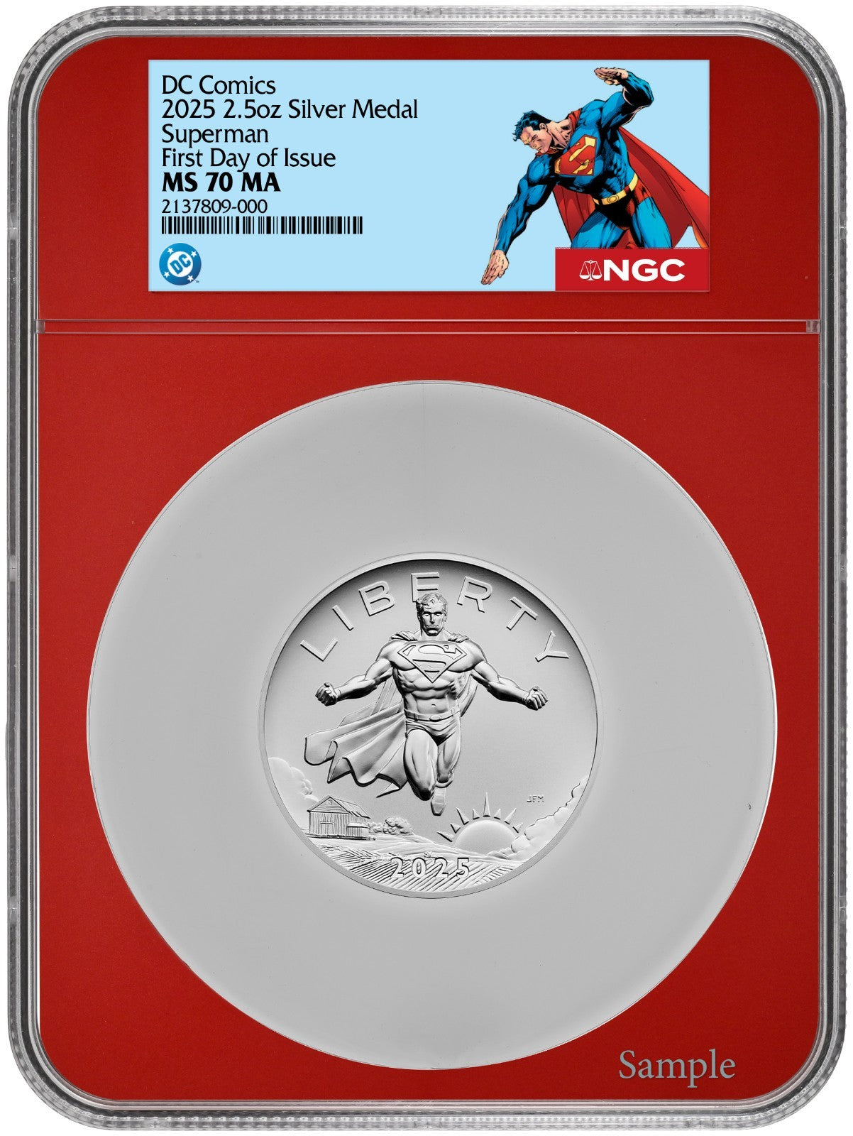 2025 (MS70) 2.5 oz Superman Silver Medal NGC FDOI - US Mint DC Comics