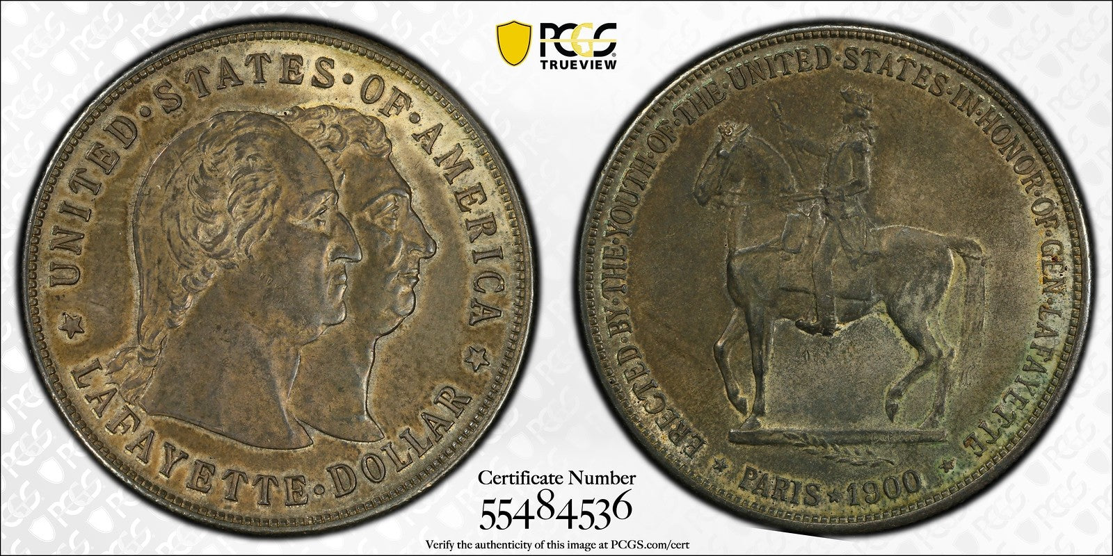 1900 (AU58) Lafayette Commemorative Silver Dollar $1 PCGS - Original!