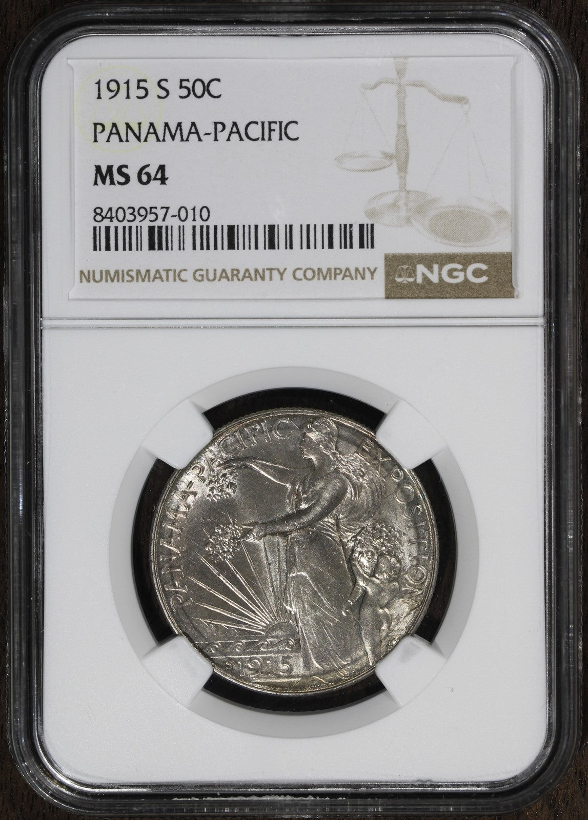 1915-S (MS64) Panama Pacific Commemorative Silver Half Dollar 50C NGC
