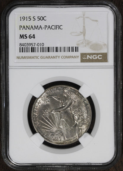1915-S (MS64) Panama Pacific Commemorative Silver Half Dollar 50C NGC