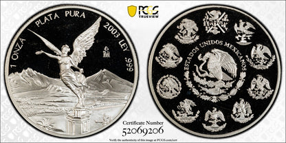2003-Mo (PR68 DCAM) Proof Silver 1 oz Mexico Libertad Onza PCGS