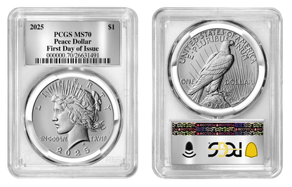 2025 (MS70) Morgan & Peace Silver Dollar First Day of Issue FDOI PCGS