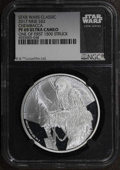 2017 (PF69) Chewbacca Star Wars Silver Coin S$2 NGC - Niue