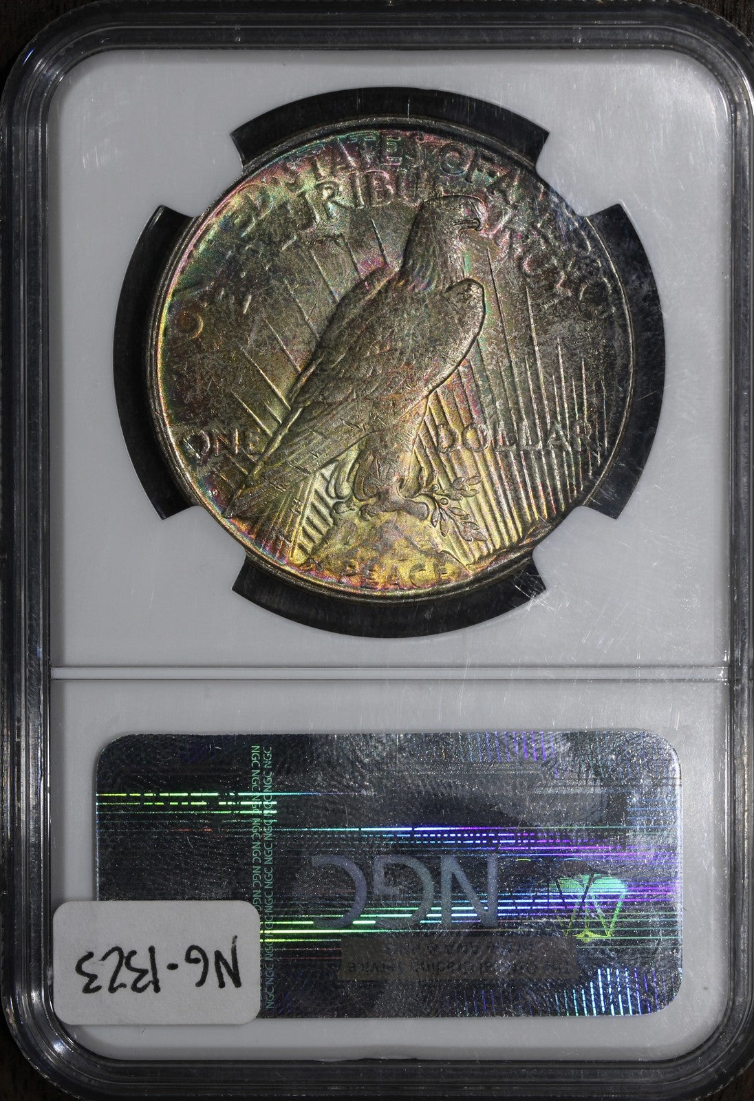 1923-D (MS61 CAC) Peace Silver Dollar $1 NGC Rainbow Toned - Colorful