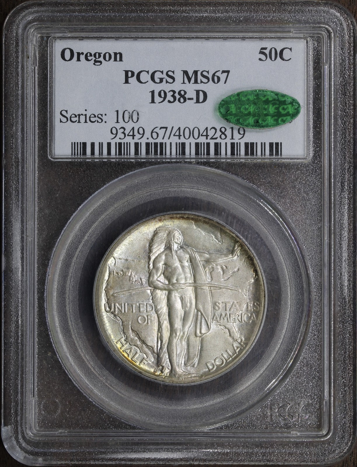 1938-D (MS67 CAC) Oregon Trail Commemorative Half Dollar 50C PCGS - Superb