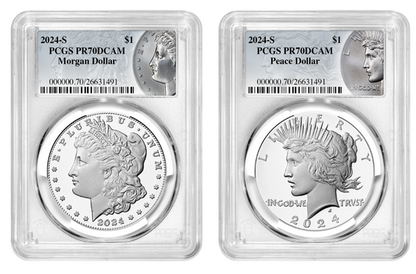 2024-S (PR70) Proof Morgan & Peace Silver Dollar (2 Coin Set) PCGS