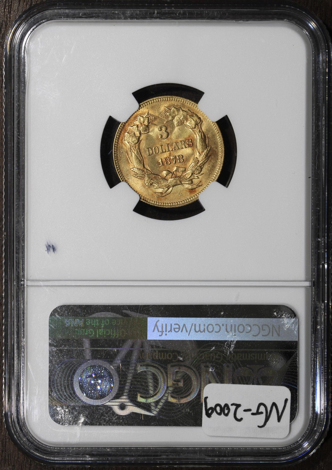 1878 (MS64) Indian Princess Three Dollar Gold $3 NGC
