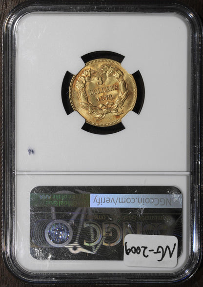 1878 (MS64) Indian Princess Three Dollar Gold $3 NGC