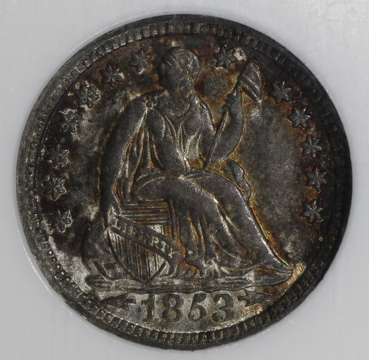 1853 (MS61) Seated Half Dime H10C NGC - With Arrows