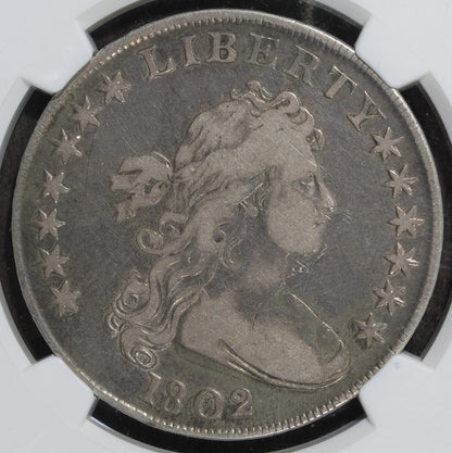 1802 (F15) Draped Bust Silver Dollar $1 NGC - Nicely Circulated