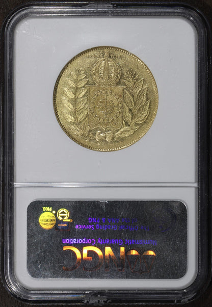 1851 (XF45) Brazil Gold 20000 Reis 20000R NGC - Large Bust