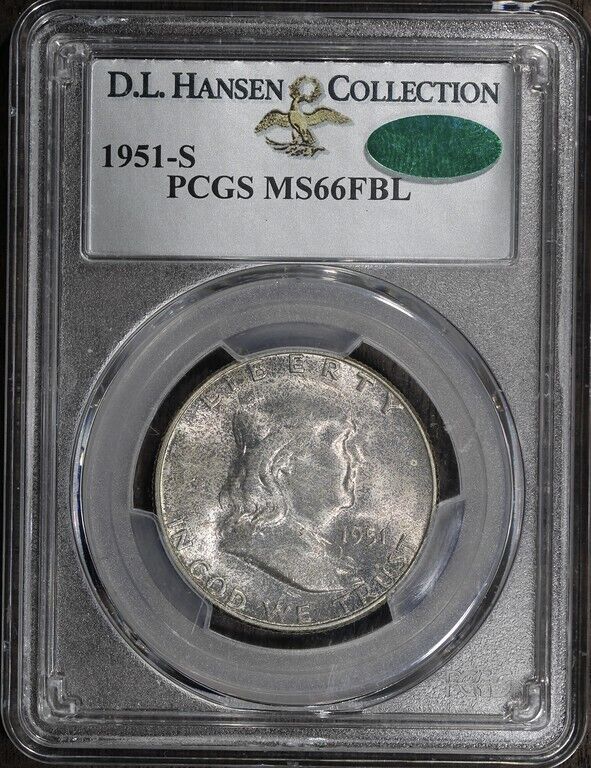 1951-S (MS66FBL CAC) Franklin Half Dollar 50c PCGS - DL Hansen Collection