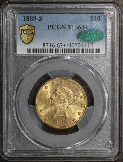 1889-S (MS63+ CAC) Liberty Head Gold Eagle $10 PCGS