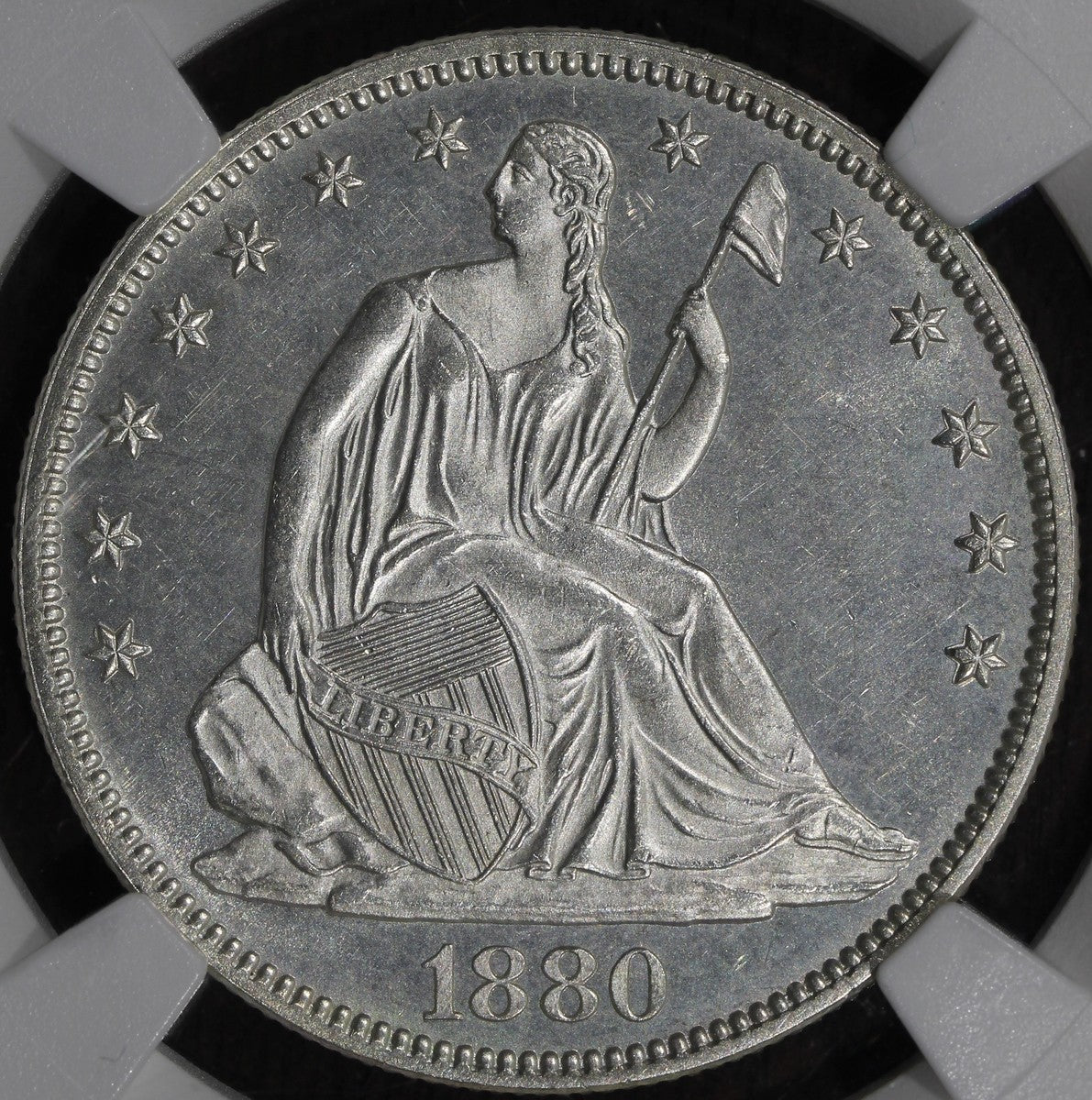 1880 (MS62) Seated Liberty Half Dollar 50C NGC - Prooflike Fields