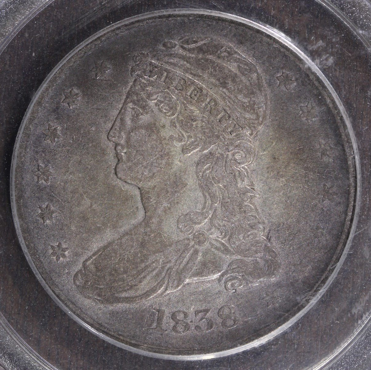 1838 (VF20) Capped Bust Half Dollar 50C PCGS OGH - Reeded Edge