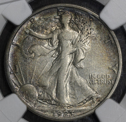 1923-S (XF40) Walking Liberty Half Dollar 50C NGC - Rainbow Toned