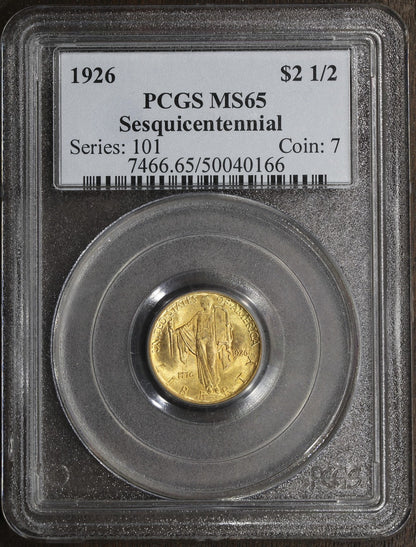 1926 (MS65) Sesquicentennial Commemorative Gold Quarter Eagle $2.50 PCGS